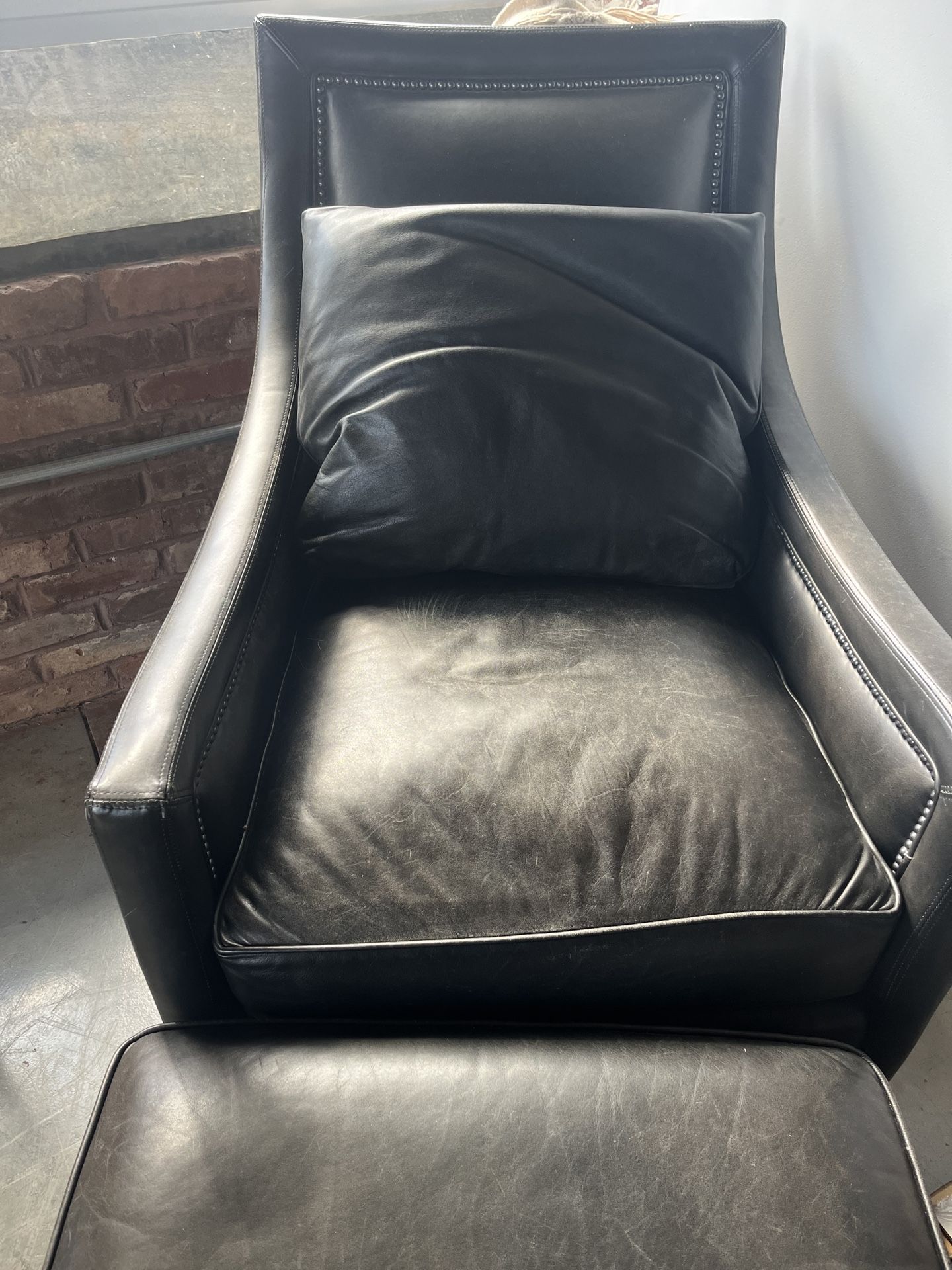 Black Leather Chair And Ottoman