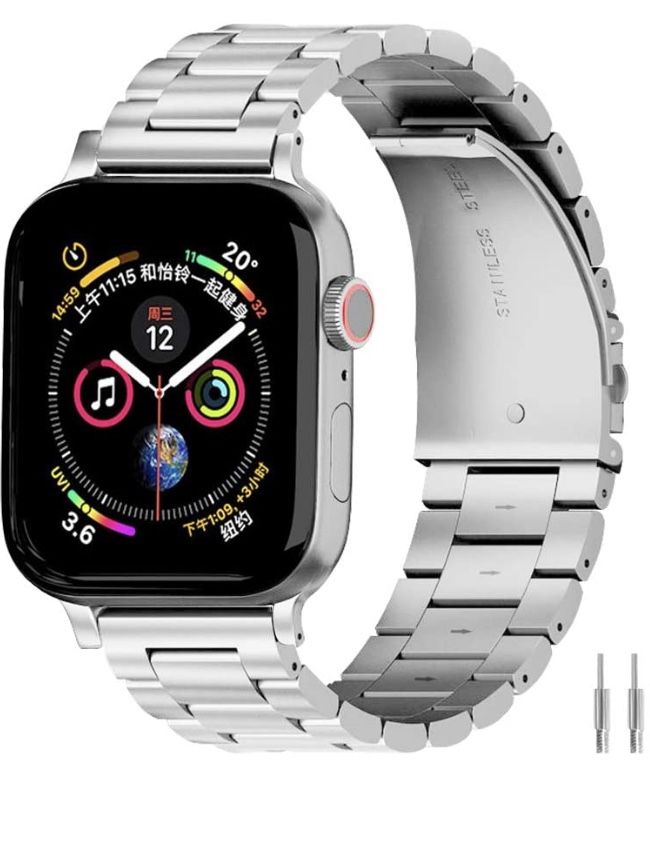 Band Compatible with Apple Watch 38mm 40mm Stainless Steel Wristband Metal Buckle Clasp iWatch 38mm 40mm Strap Replacement Bracelet for Apple Watch S