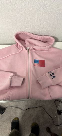 Pink Hoodie With Flag And USA Size Small