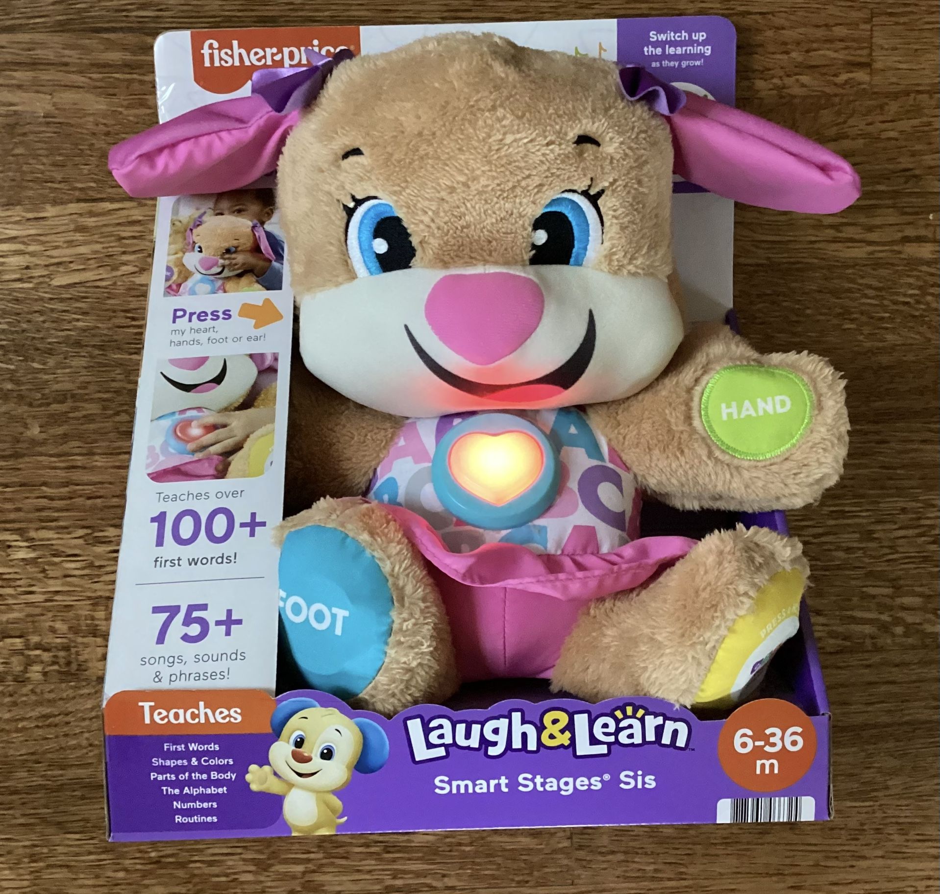 Fisher-Price Laugh & Learn Smart Stages Sis Puppy Plush Learning Toy for Baby, Infants and Toddlers, 6 months and up