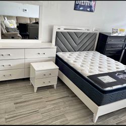 BEAUTIFUL NEW COLBY PLATFORM QUEEN BEDROOM SET ON SALE ONLY $899. KING SET $999. IN STOCK SAME DAY DELIVERY 🚚 EASY FINANCING 