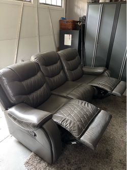 Leather couch with recliner
