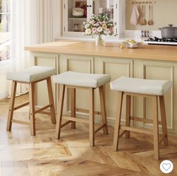 Set of 4 Backless Saddle Seat Bar Stool