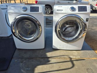 White chrome Samsung washer and gas dryer set