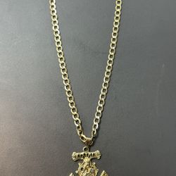 10k Gold Chain With Stainless Steel Pendant 