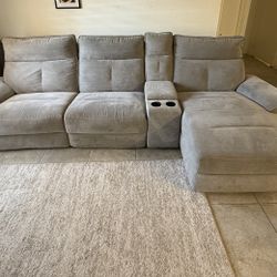 Living Spaces Modular Couch With Mechanical And Motorized Recliners