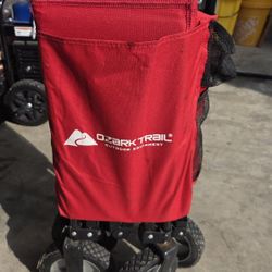 Ozark Trail Camping Utility Wagon with Tailgate & Extension Handle, Red