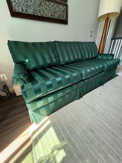 ETHAN ALLEN DARK GREEN COUCH
