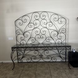 Large Wrought Iron & Glass Statement Console / Display – 7’ x 7’