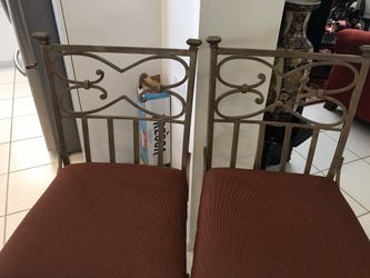 2 matching, sturdy metal bar chairs, very good condition