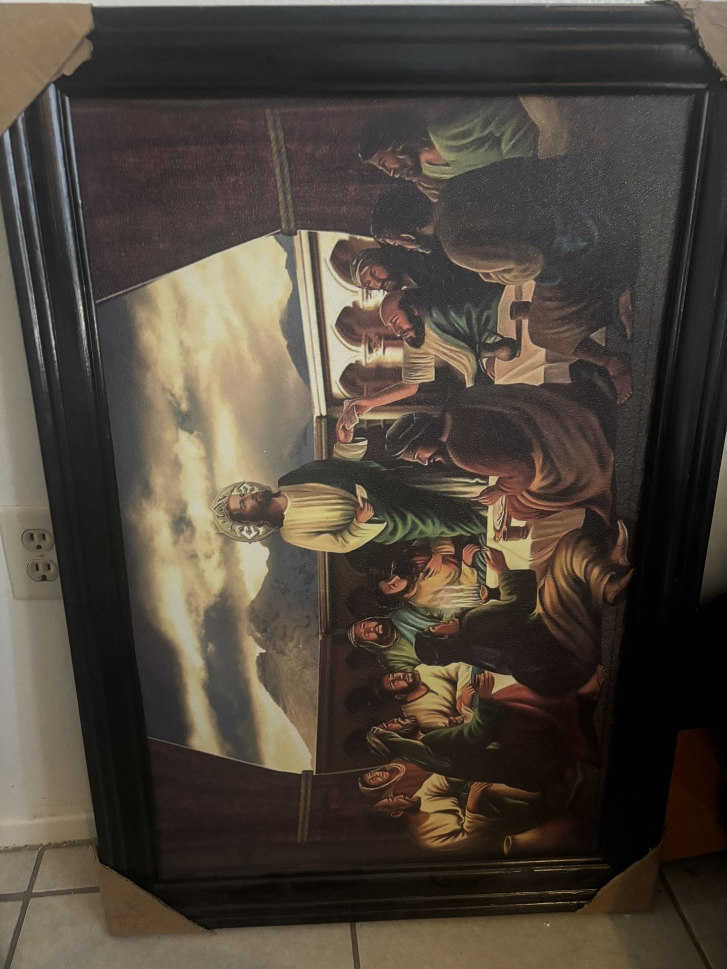 Framed “Last Supper” Religious Painting – Large Wall Art