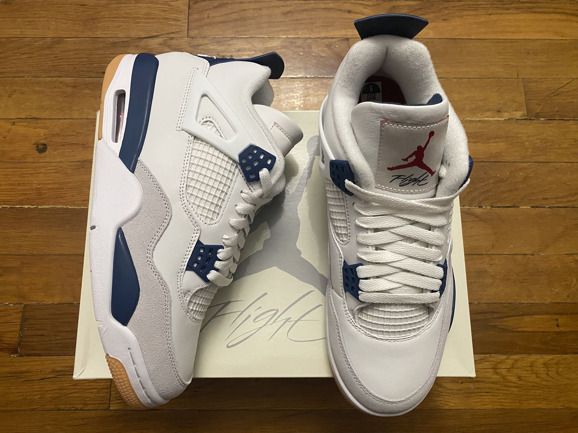 Size 7.5, 9 - Jordan 4 Retro SB Navy Blue White Men’s