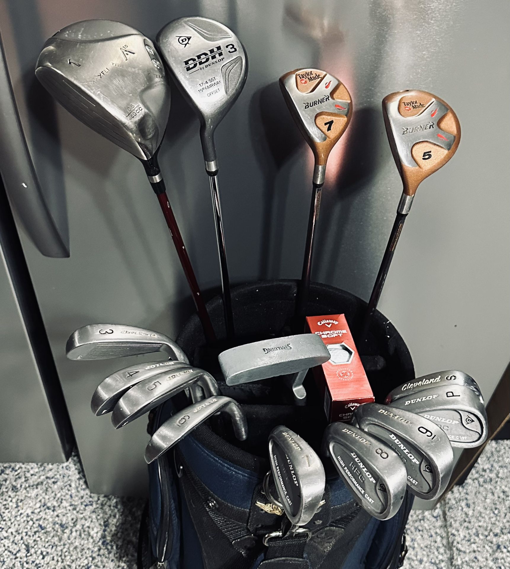 Men’s  LEFT Handed Dunlop HPC 14 pc set with  Blue Firebird Golf Bag