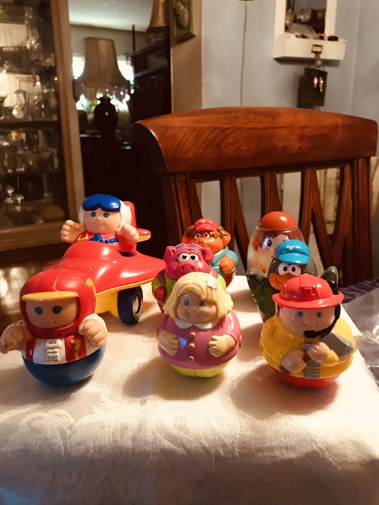 (8) Playskool Weeble Wobbles From ‘87-‘04 and 1 Plane