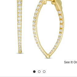 Gold &  Diamond Inside Out Hoop Earrings 