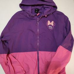 Disney Minnie Mouse Color Block Windbreaker Jacket Purple Pink EST 1928
