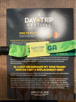 Day Trip Festival 2026 2-Day GA Wristband