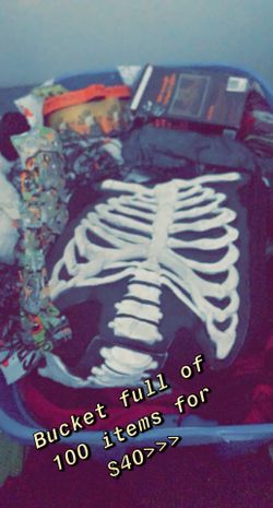 Halloween stuff >> 100 items for $40 - whole bucket full so imagine - surprise box