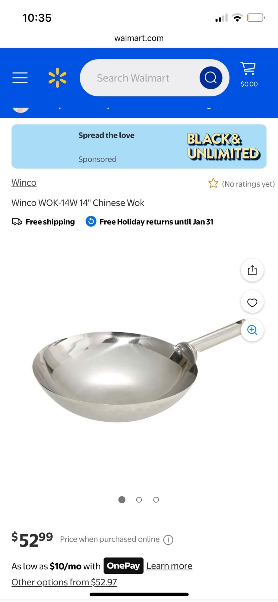 Winco Wok “”14