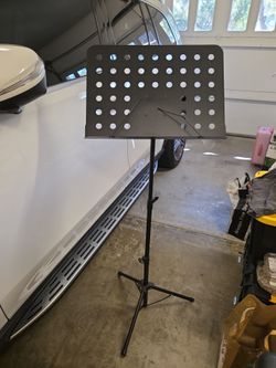 Black Metal Music Stand with Perforated Desk