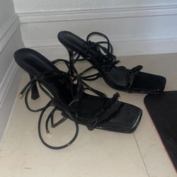 Black Tie Up Heels