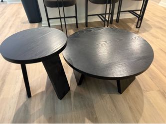 Modern Zen Set: Black Wood Coffee & End Table