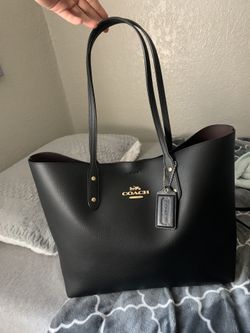 Authentic Coach Town Tote Bag Black Leather 72673 Gold Hang Tag NWT MSRP