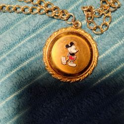 Mickey Mouse Van Dell Gold Filled Vintage Mirror Pendant 