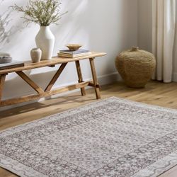 Livabliss x Our PNW Home Rainier Cottage Border Washable Area Rug, 2'7" x 12', Tan