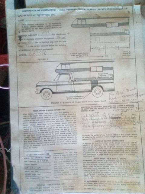1977 Six Pac Cab Over Camper 6"6