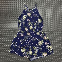 Old Navy Cami Shorts Romper Floral Pockets Cottagecore Keyhole Back Size Medium