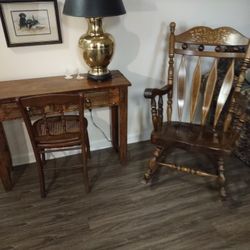 Nice Little Desk With Chair And Old Rocker