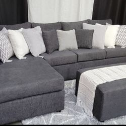 🚛Free Delivery Brand New Dark Grey Couch Free Ottoman 