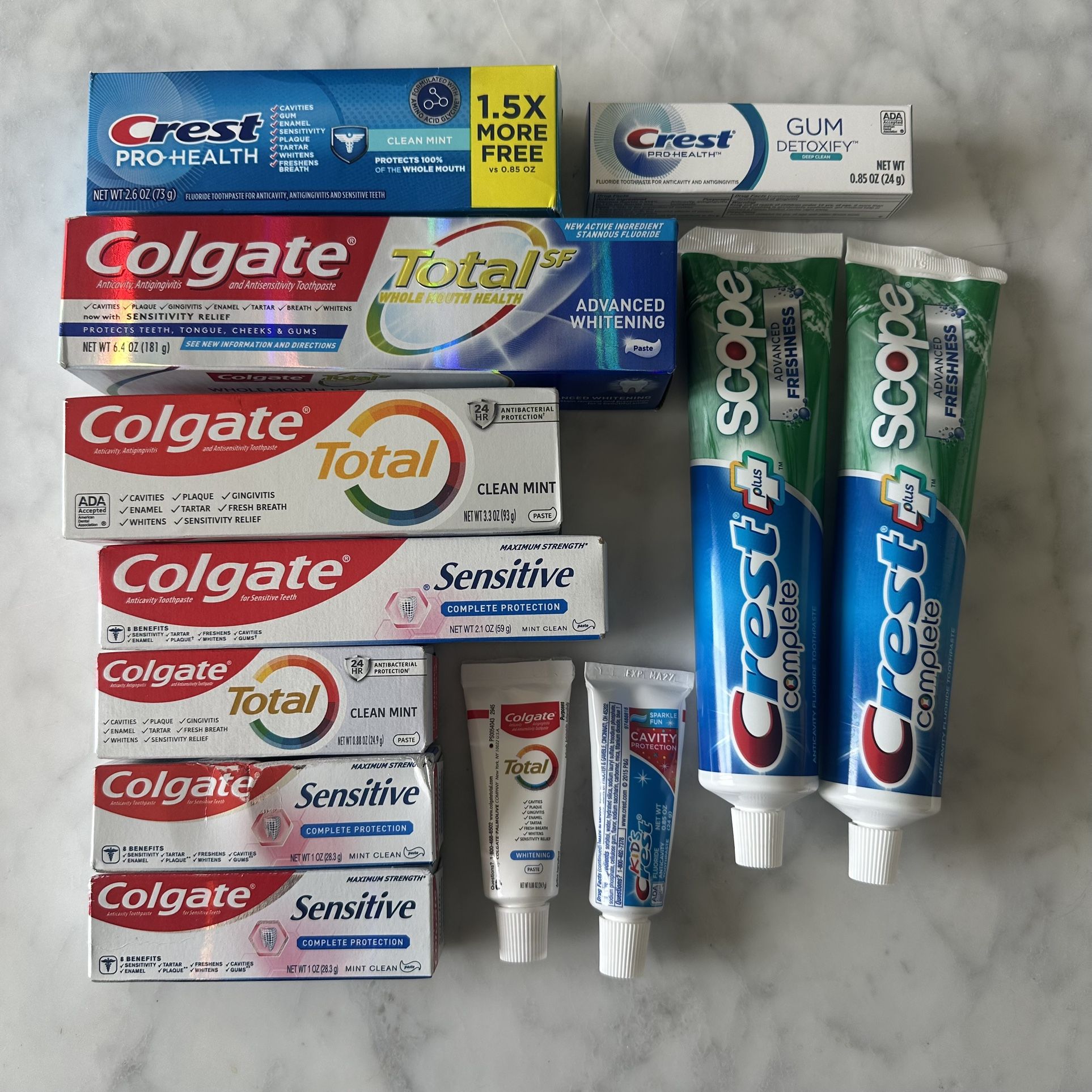 Bundle Of Assorted Colgate & Crest Toothpaste