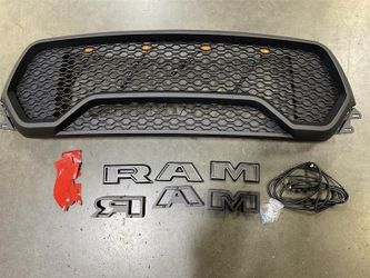 Front Grill With LED Compatible for 2019-2023 RAM 1500 Honeycomb Front Upper Hood TRX Style Grille