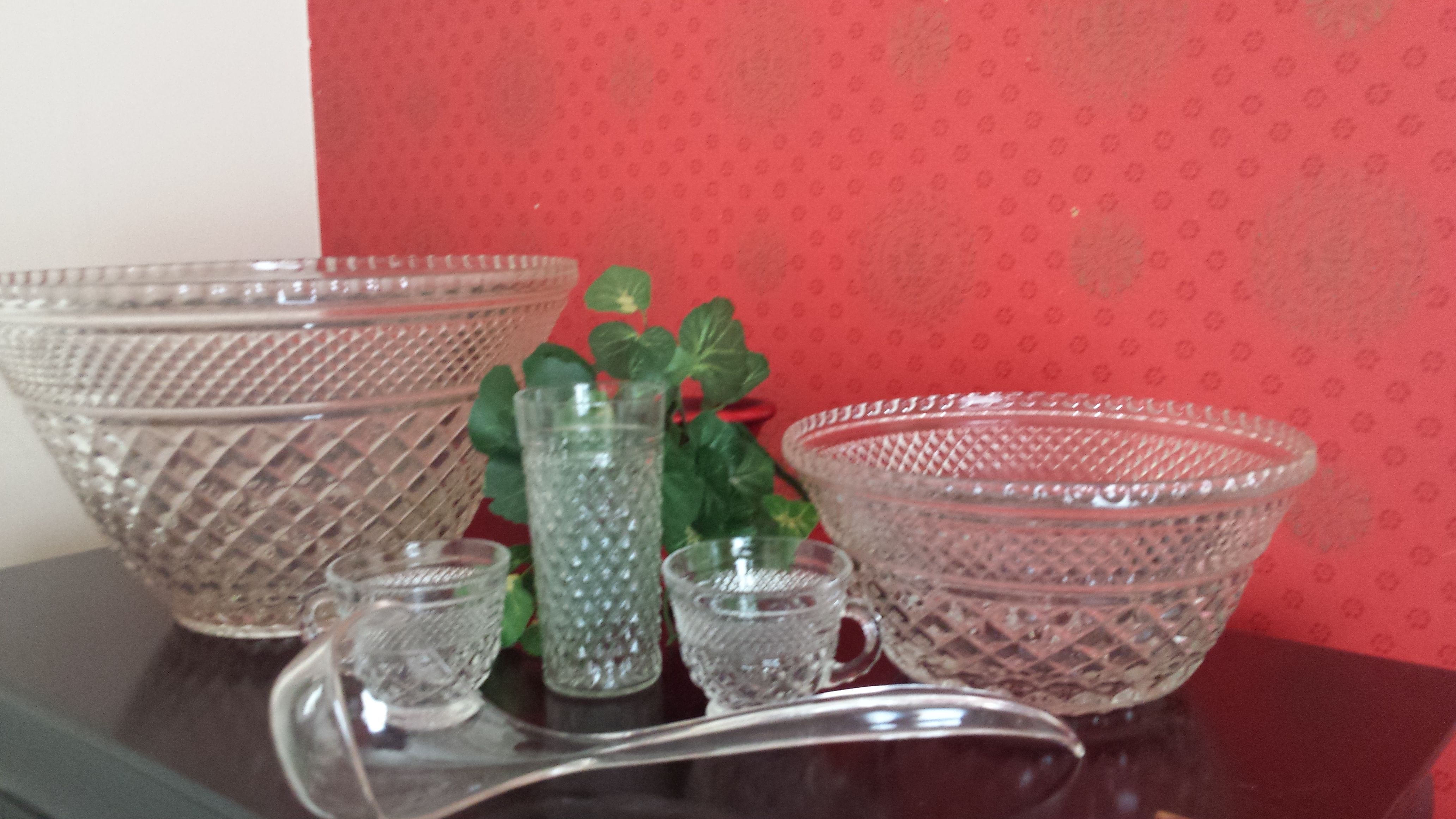 Antique punch bowl/server set