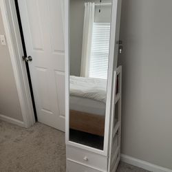 Jewelry Cabinet Standing Mirror with Drawers 