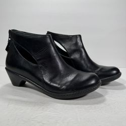 Dansko Bonita Black Leather Cut Out Detail Ankle Boots Women Size 9