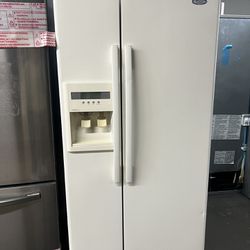 Whirlpool 33”Wide Side By Side Almond Color Refrigerator 