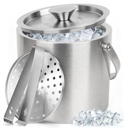 Stainless Steel Ice Bucket with Lid and Tongs