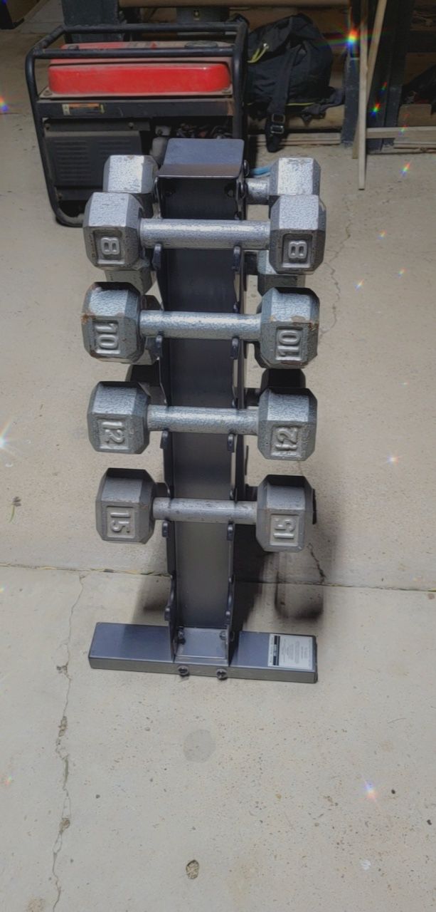 Iron Dumbell  Rack With Weights Set Of 15/12/10/8