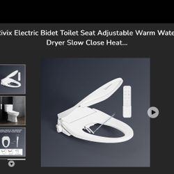 Rivix Electric Bidet Toilet Seat Adjustable Warm Water Dryer Slow Close Heated Seat w Remote