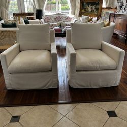 2 World Market Brynn Feather Filled Swivel Chair