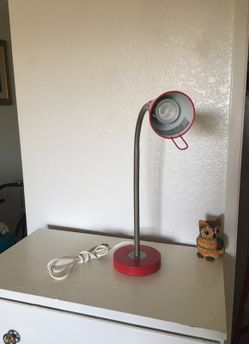 Red and gray desk lamp