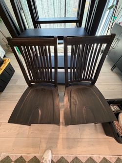Dark Wood Dining Chairs Set of 2