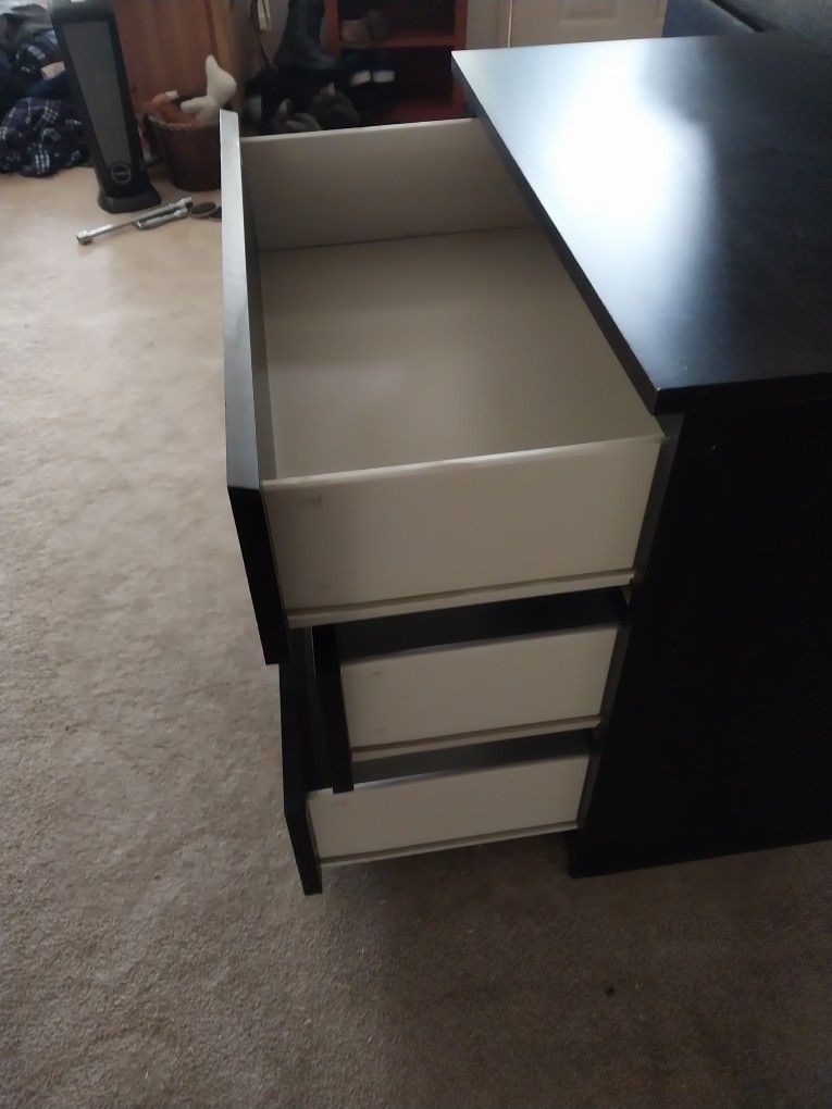 black dresser with glass top Black Dresser w/ Glass Top