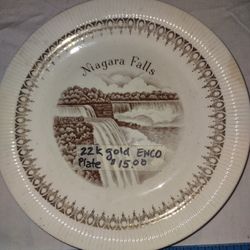 Vintage 22k Gold trimmed Niagara Falls Plate