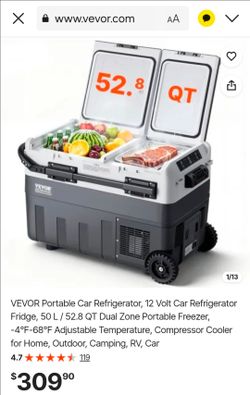 VEVOR 52.8 QT Dual Zone Portable Fridge