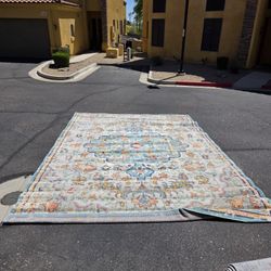 Madison Grey/Light Blue 10 ft. x 14 ft. Border Geometric Floral Medallion Area Rug