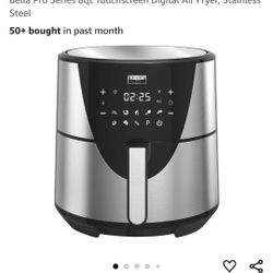 Bella Pro Series 8qt Touchscreen Digital Air Fryer, Stainless Steel